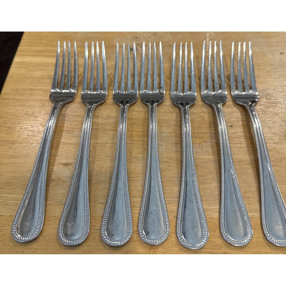 Cuisinart CU18 Beaded Pattern Stainless Steel Dinner Forks Fork Set Of 7